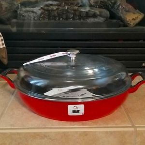Staub red 3.5qt cast iron with glass lid